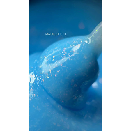 Гель для нарощування Saga Professional Magic Builder Gel 10 синій з пластівцями потали 15 мл